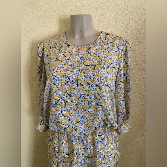 VTG Lorac Original Size ? Multicolored Leaf Print Short Sleeve Drop Waist Dress - Picture 2 of 9